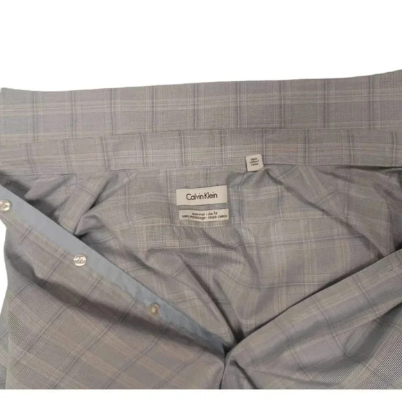 Calvin Klein Blue Grey Button Down  Long Sleeve Dress Shirt Size 16.5 34/35 - Picture 8 of 12